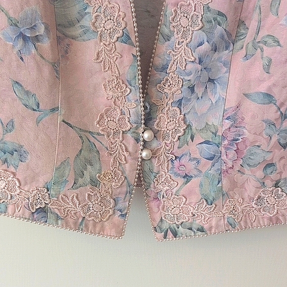 Vintage Nah Nah Collection by Jonathan Tait Women 14P Pink Floral Shirt Coquette - Picture 3 of 9